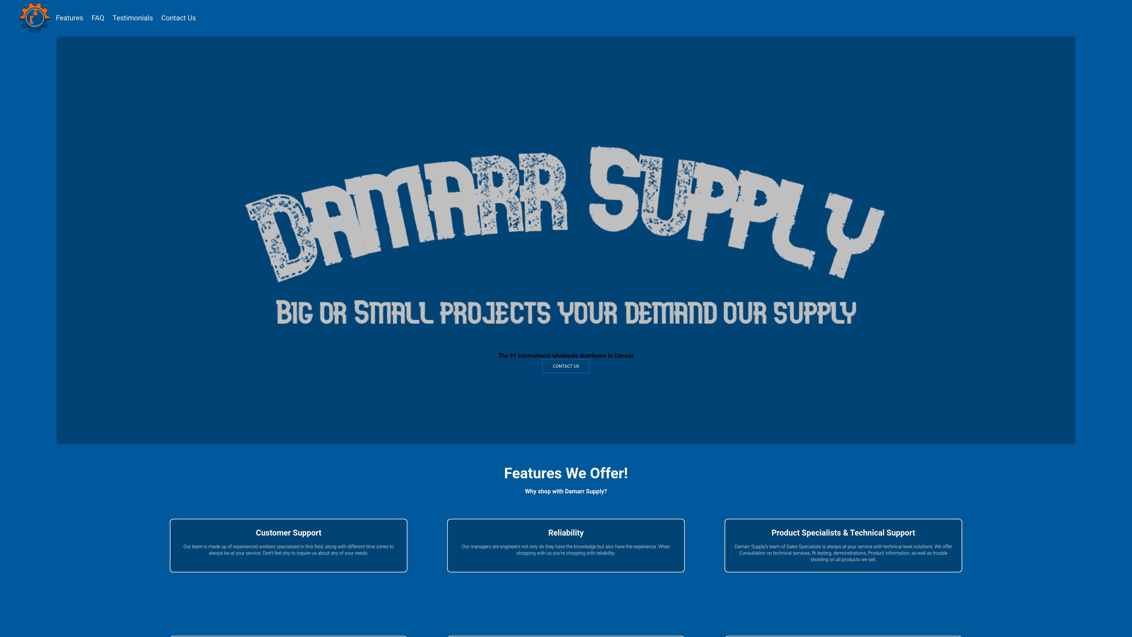 Damarr Supply Home Screen